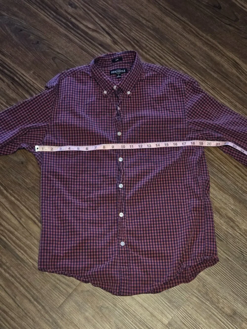J.Crew Mercantile Men’s Slim Red Navy Gingham Button Down Shirt L